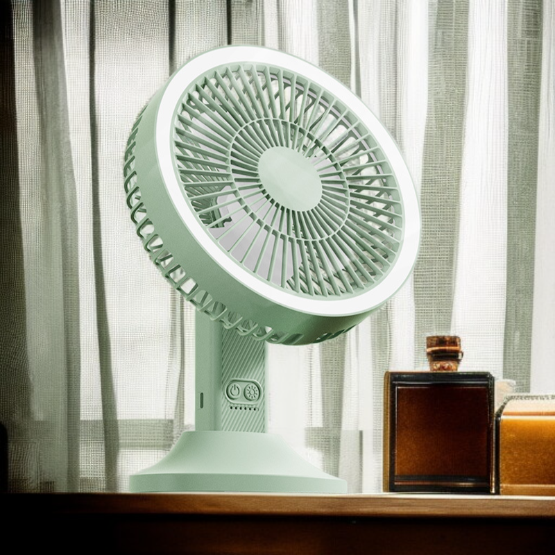 多機能携帯型小型扇風機 折りたたみ卓上扇風機 ムードライト・吊り下げライト付き