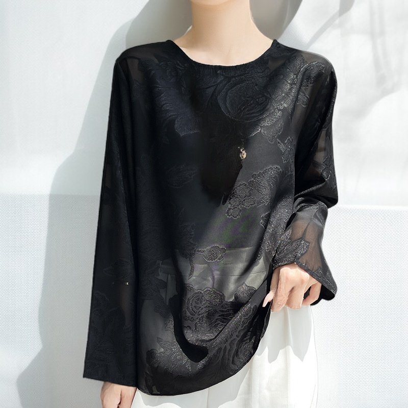 여름 신스타일 중국 스타일 모조 실크 새틴 긴소매