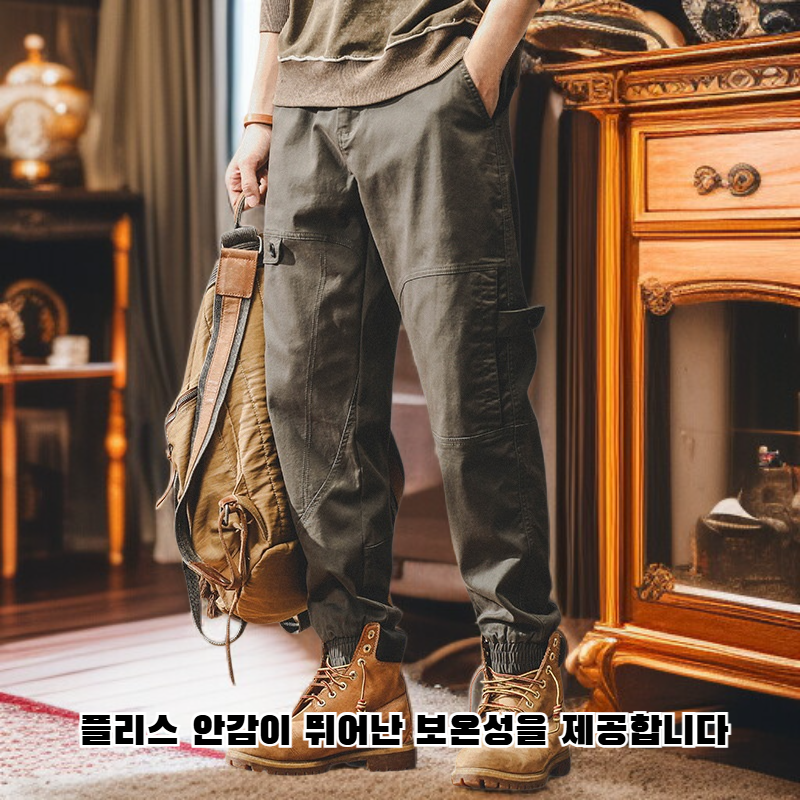 남성 겨울 기모 와이드 카고 팬츠