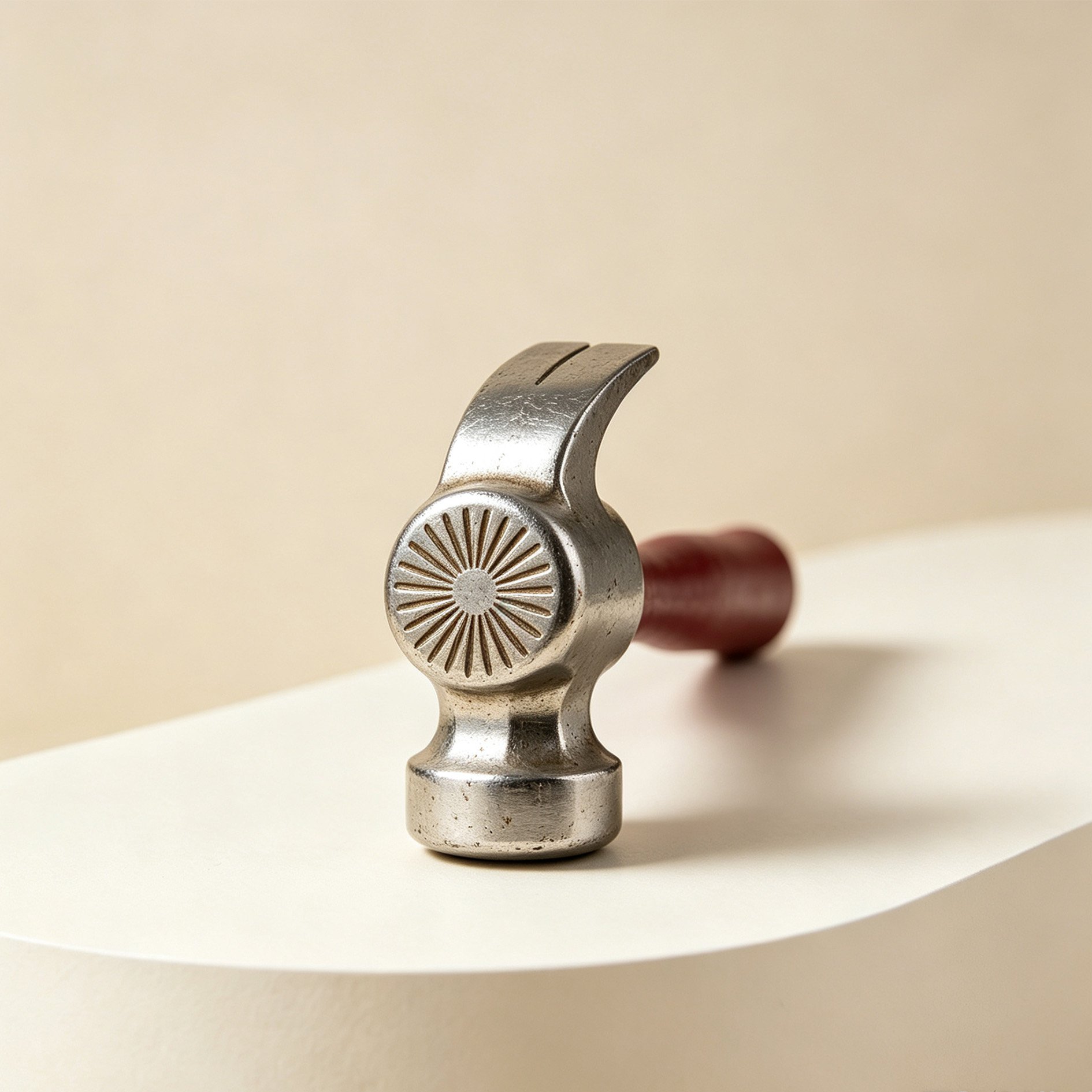 Close-up of antique pattern on claw hammer handle