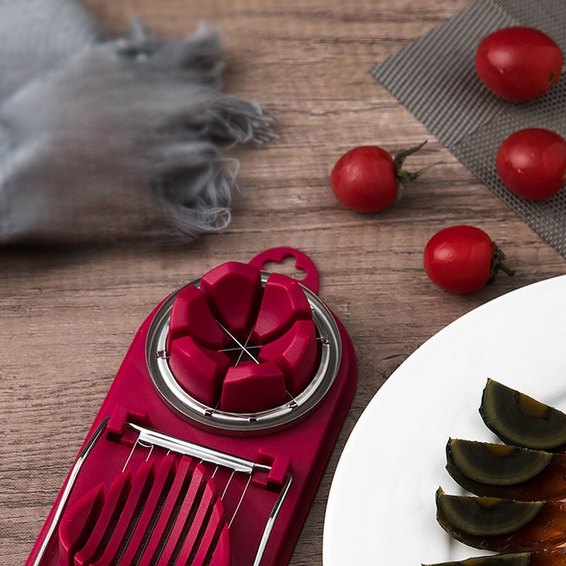 Portable dual-purpose egg slicer