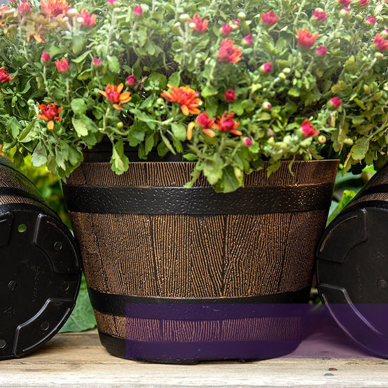 Thickened wooden barrel flower pot