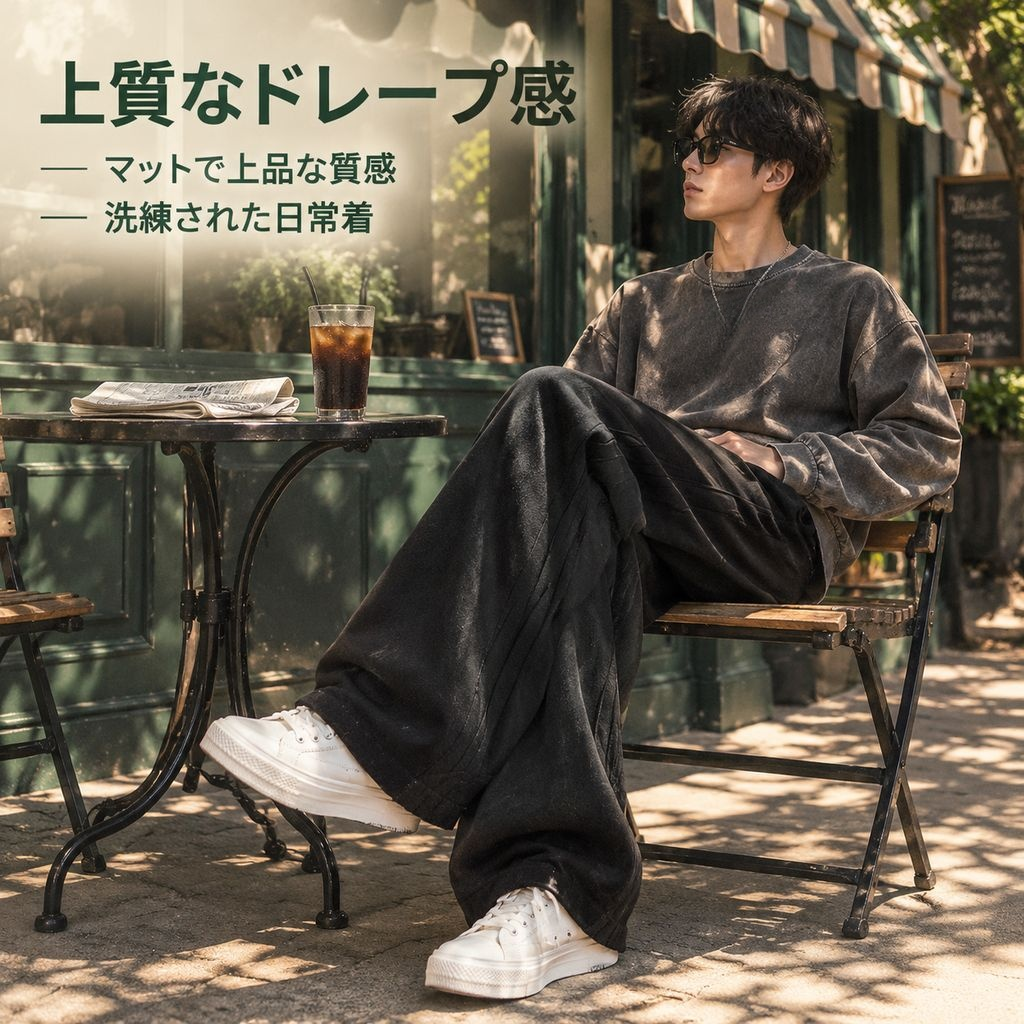 秋の高級感スウェットパンツ