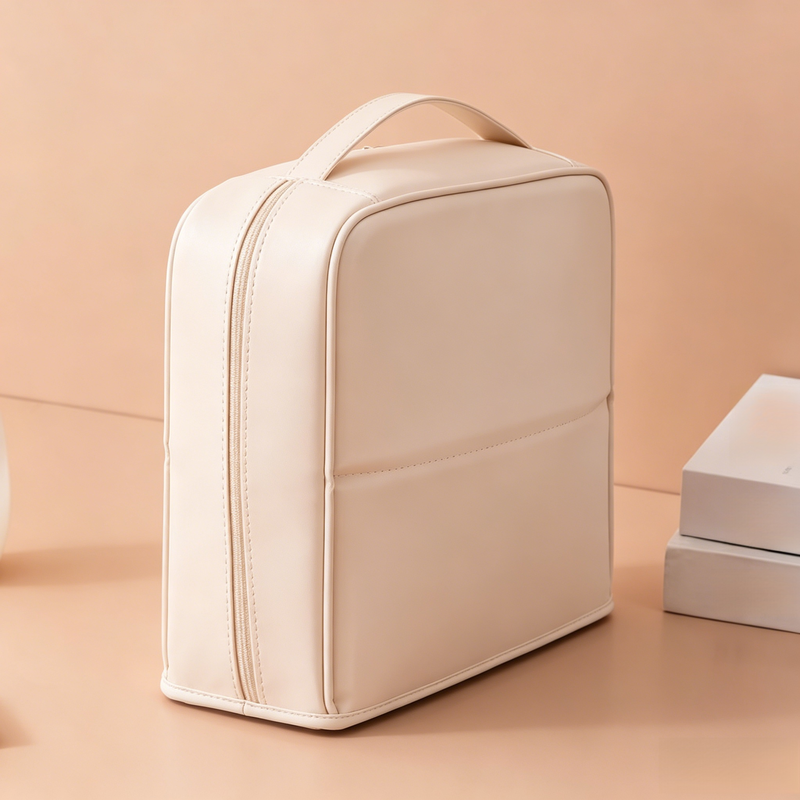 Trousse de maquillage portable multifonction avec miroir, sac de rangement de toilette de voyage