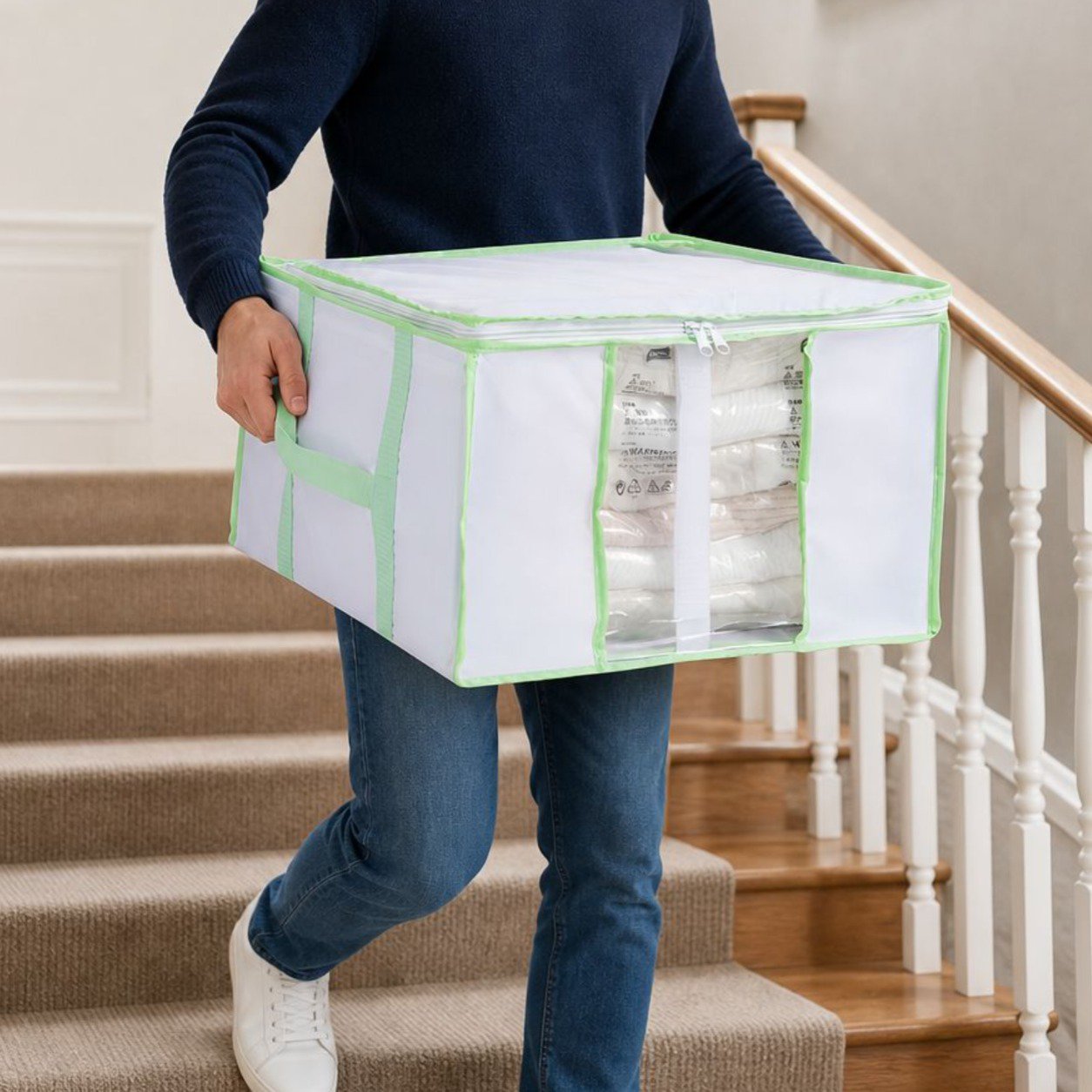 Under-Bed Vacuum Compression Storage Box, Oxford Cloth Clothing Organizer