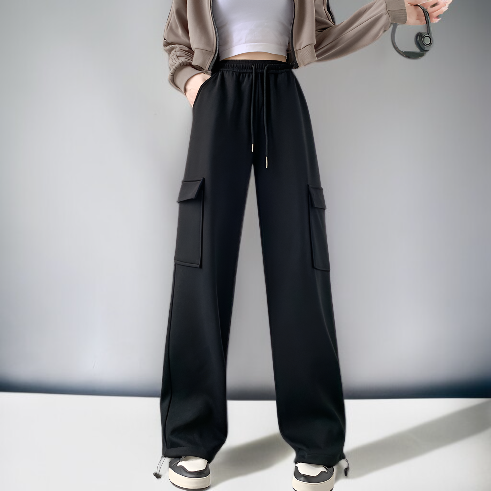 여성용 플리스 안감 작업 바지