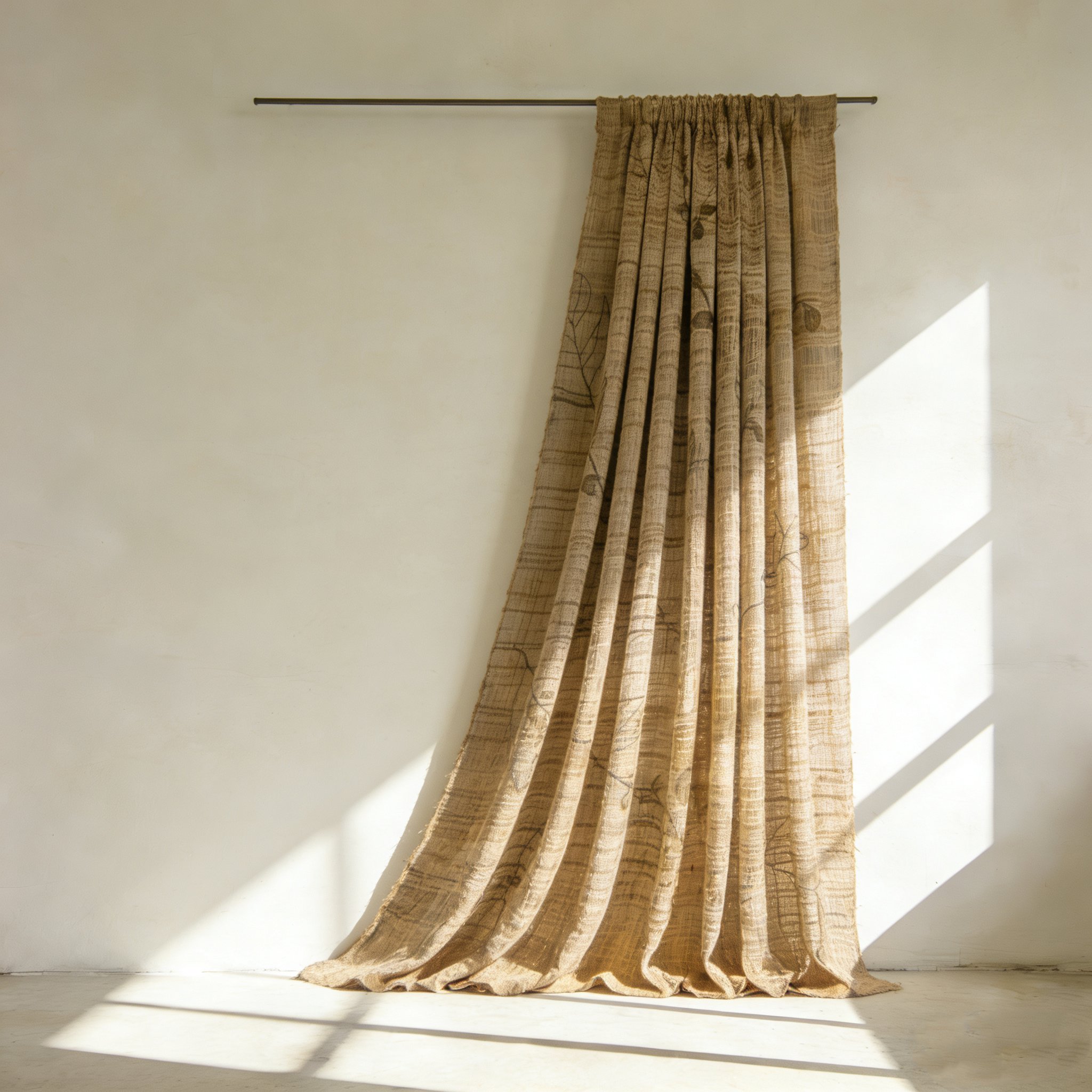 Juego de 2 cortinas hechas a mano de fibra de yute 