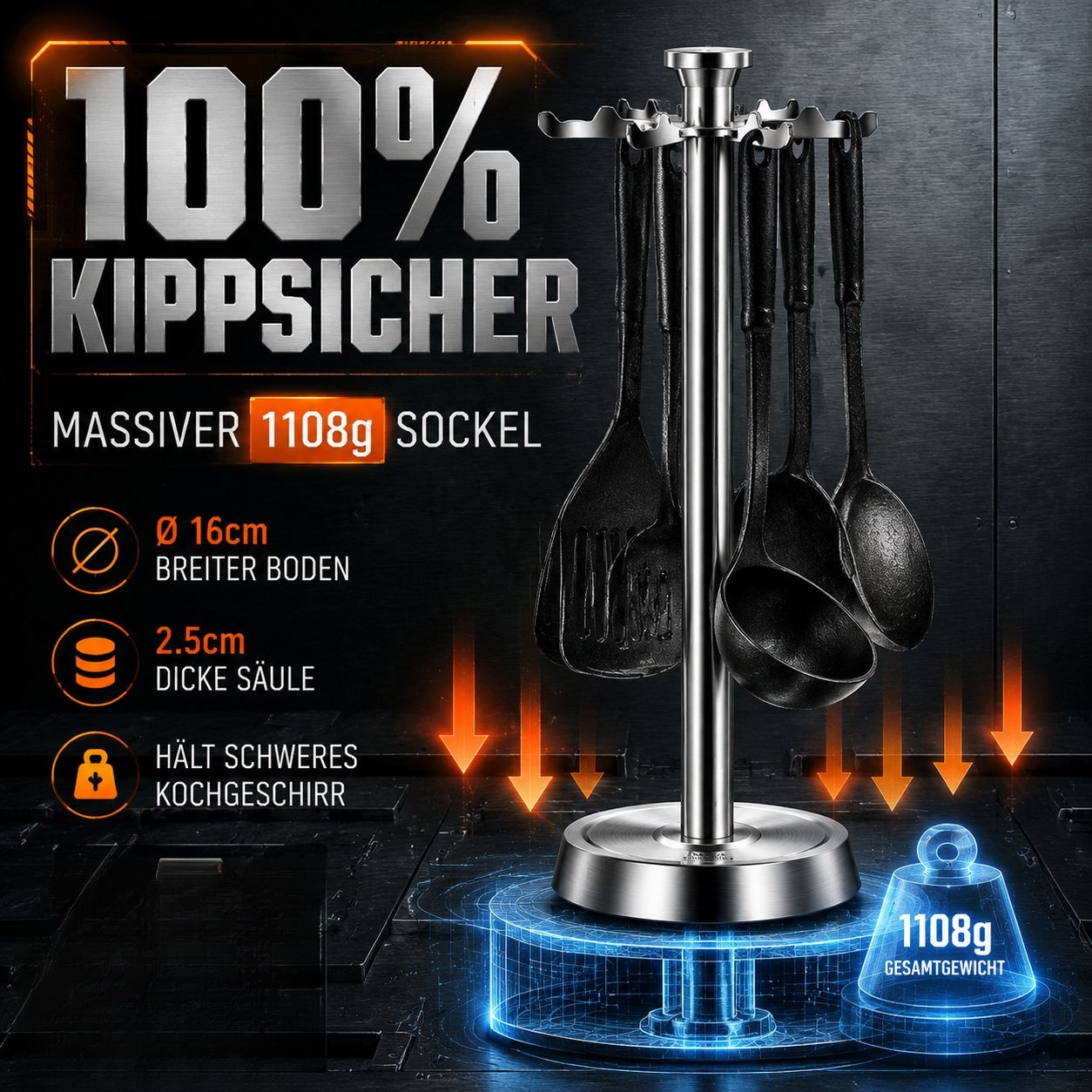  Edelstahl multifunktionale Küchenhaken Aufbewahrungsständer