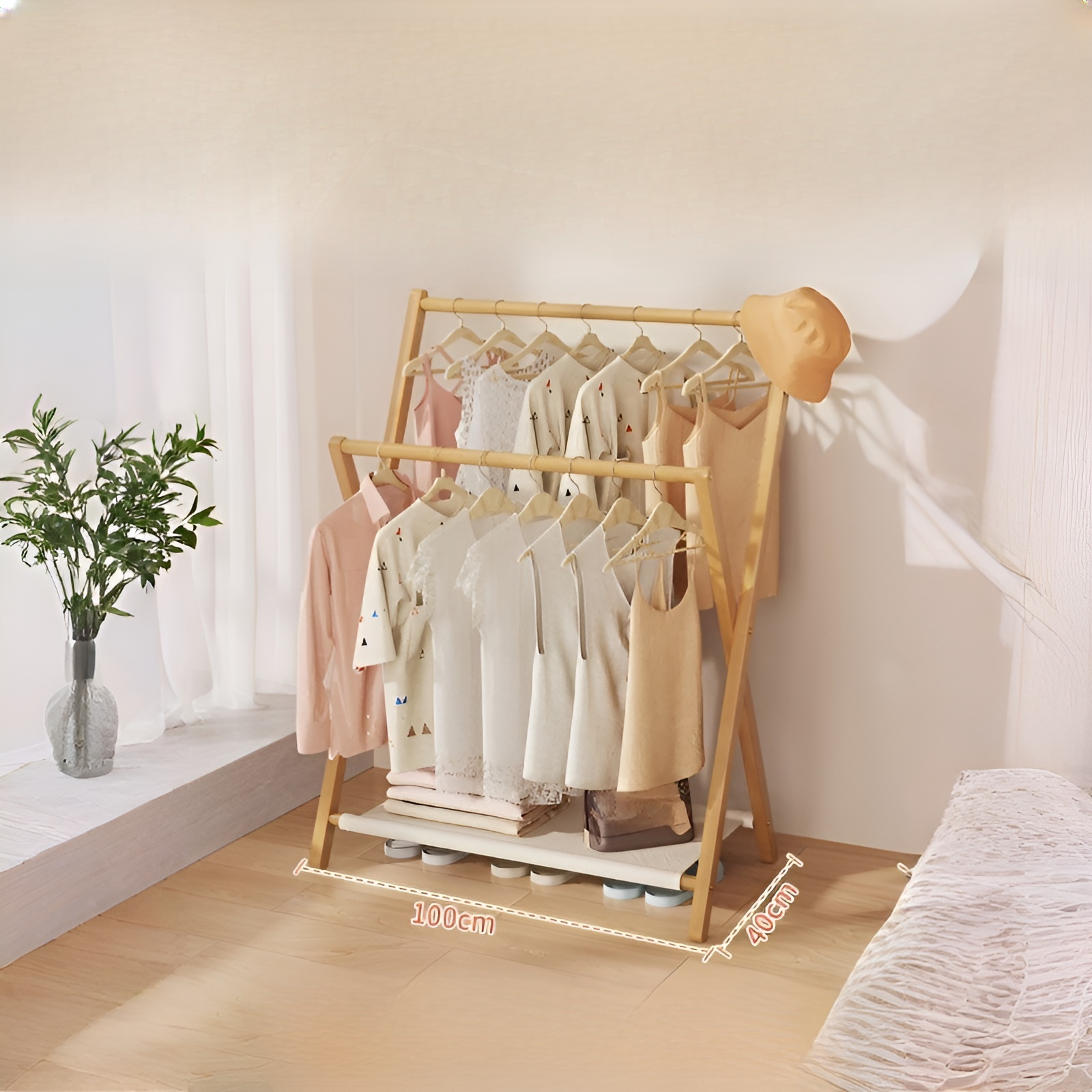 Perchero de Bambú Plegable para Interior