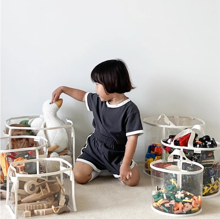 大容量PVC透明雜物手提收納筐