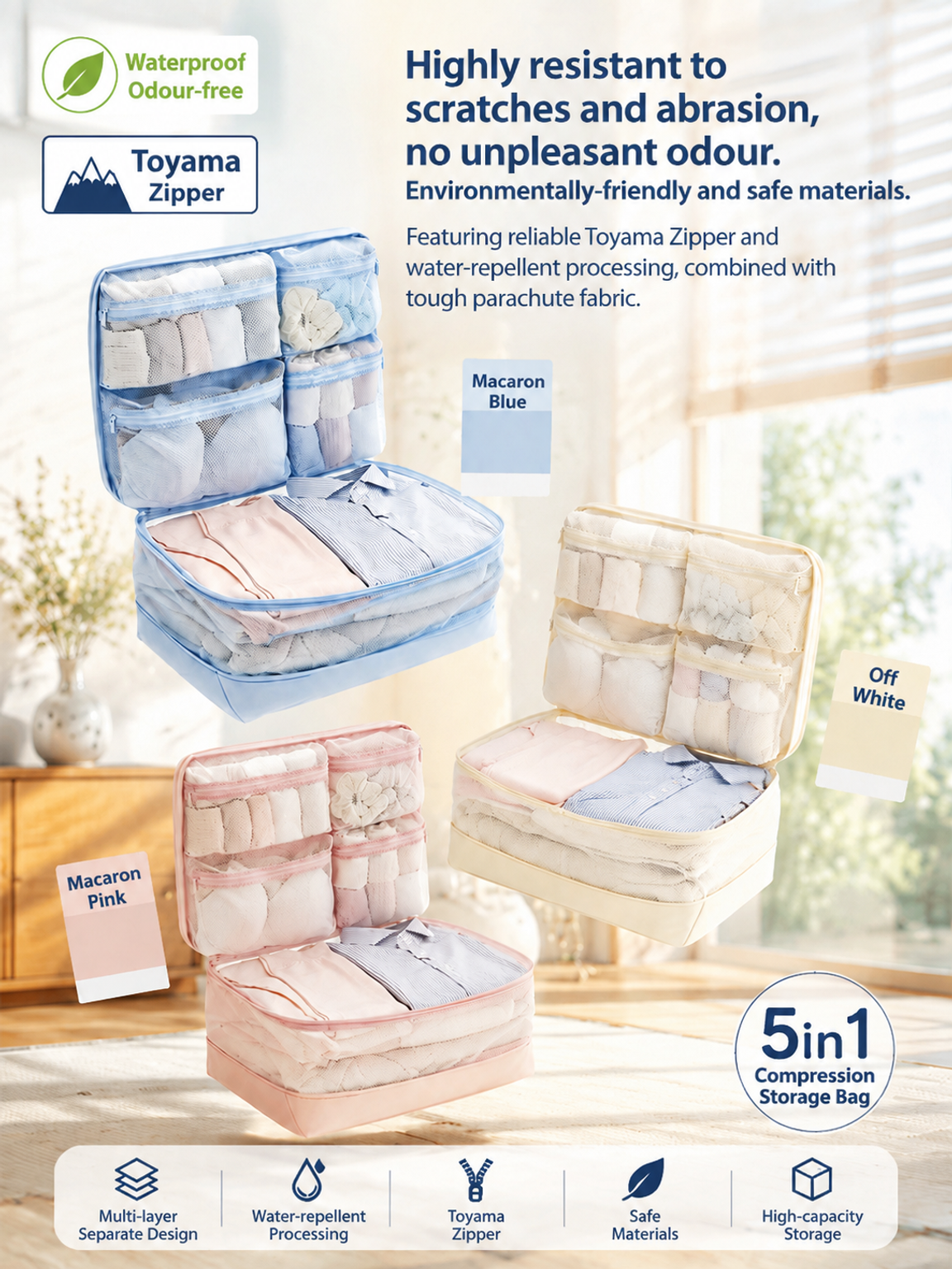 【200% Increased Storage Capacity】5‑in‑1 Compression Storage Bags