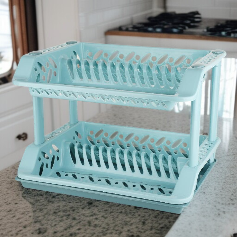 Kitchen double-layer plastic rack drain rack dish rack tableware washing rack double-layer cutlery r