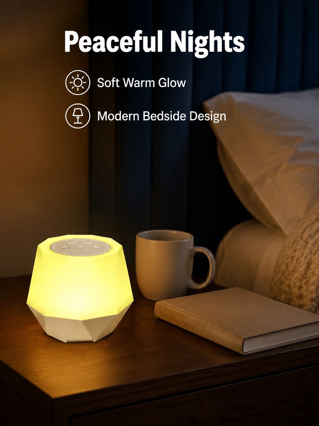 Portable Rechargeable White Noise Sleep Lamp, Timer Night Light, Nighttime Soothing Sleep Aid