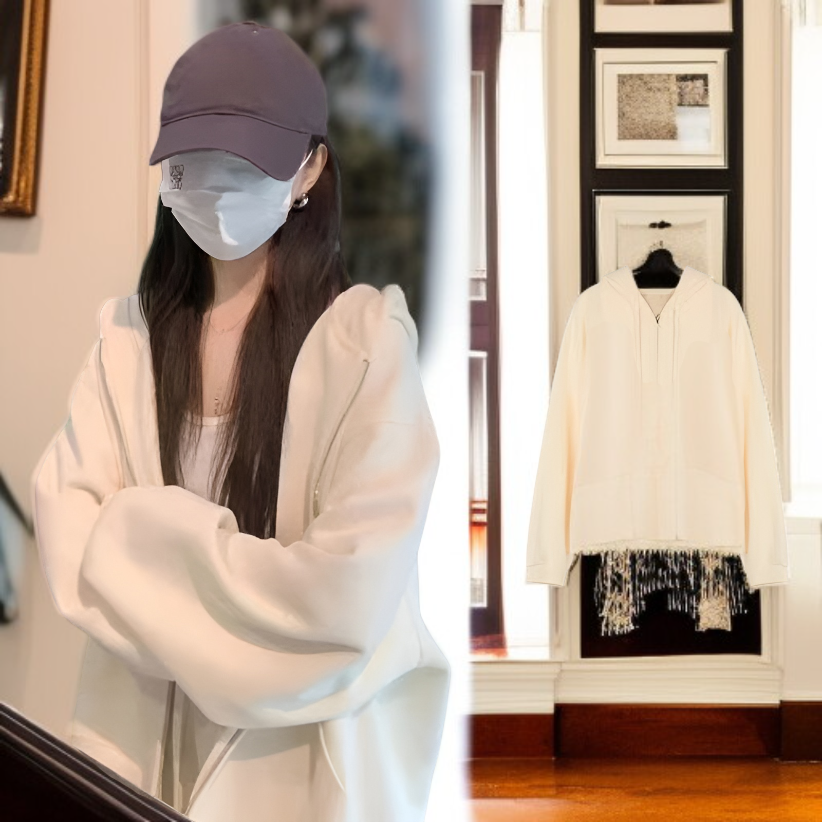 ゆったり グレー ジップアップ スウェットパーカー