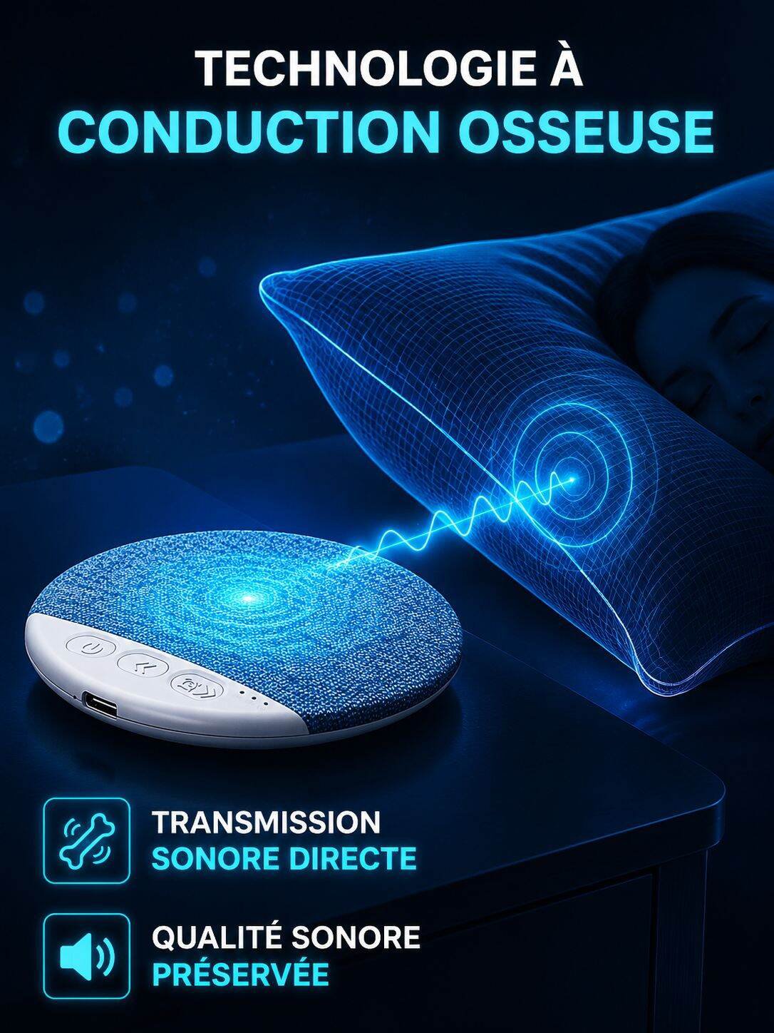 Haut-parleur de sommeil à conduction osseuse pour oreiller