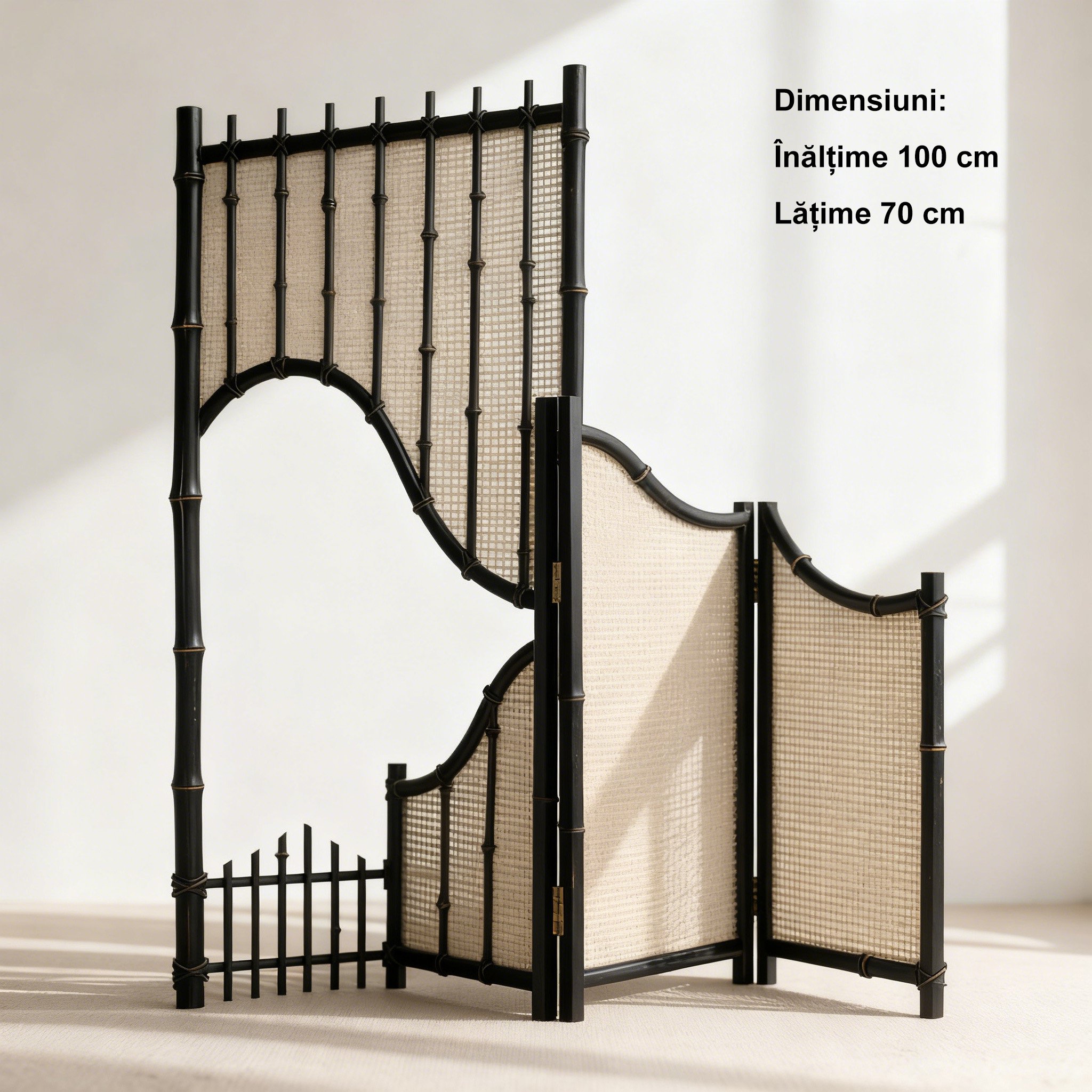 Separator de cameră artizanal bambus – vedere laterală