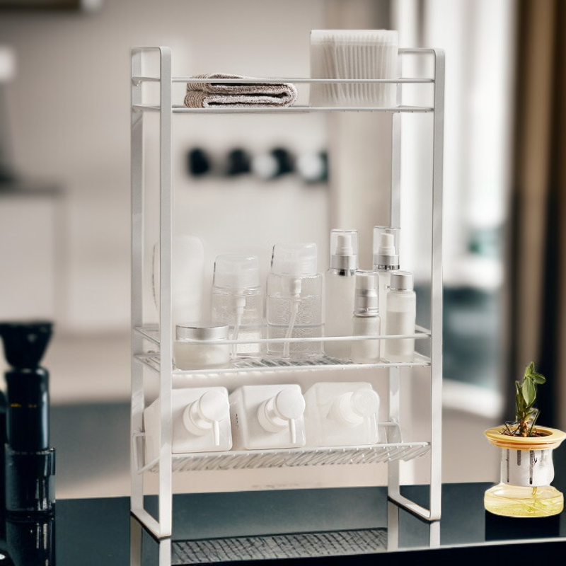 Metal 3-Tier Bathroom Storage Shelf Cleaning Supplies Organizer