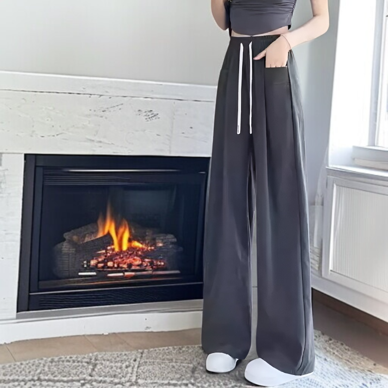 하이웨스트 아이스 롱 와이드 팬츠 여름 얇은 일자 슬림 와이드 팬츠 처짐 키 큰 통통 Mm 와이드 팬츠 캐주얼 팬츠