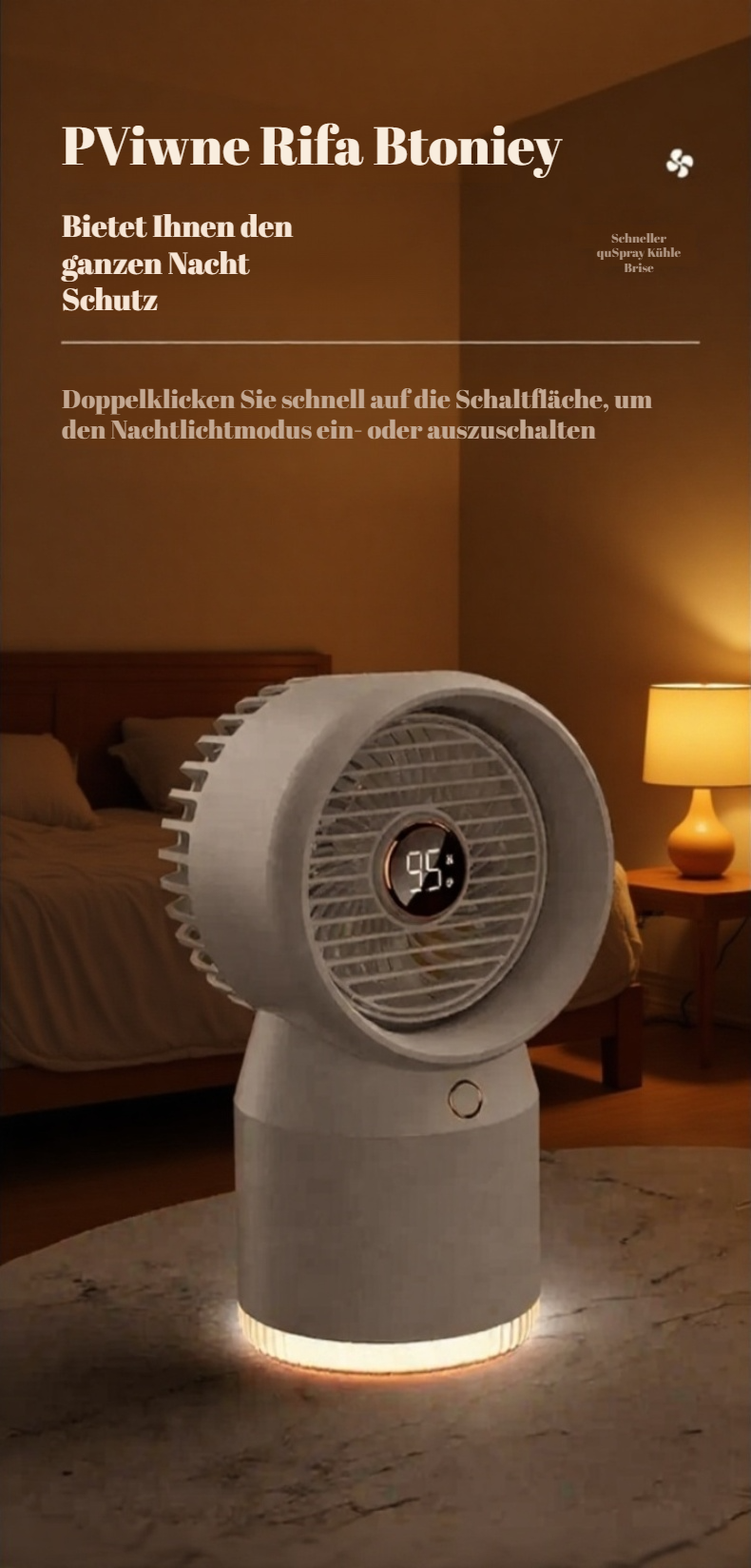 Leiser tragbarer Mini-Ventilator für Schlafzimmer