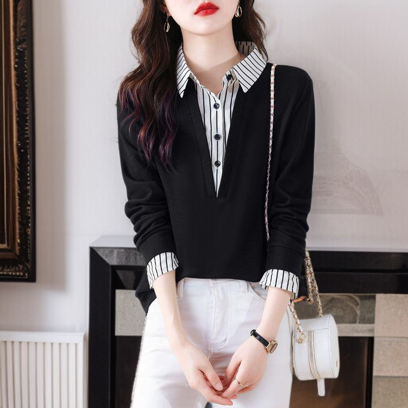 가짜 투피스 셔츠 여 긴팔 맨투맨 봄가을 신상 스타일리쉬 니트 상의 이너