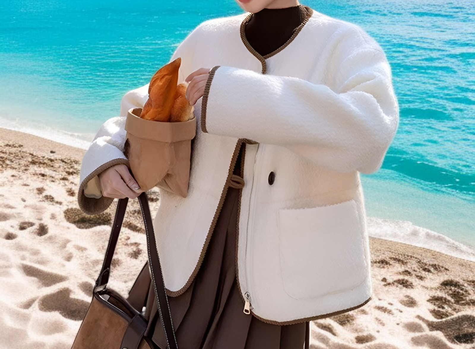 柔らかなラムファー素材のコート