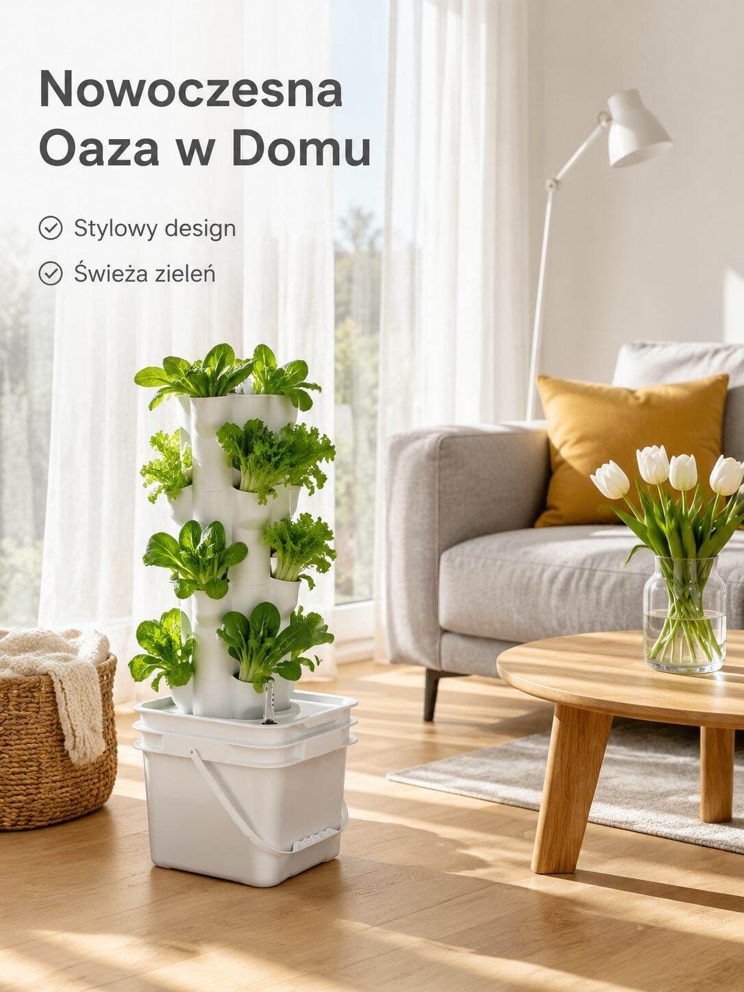 Samopodlewana doniczka hydroponiczna, oszczędzająca miejsce, do wnętrz i na zewnątrz