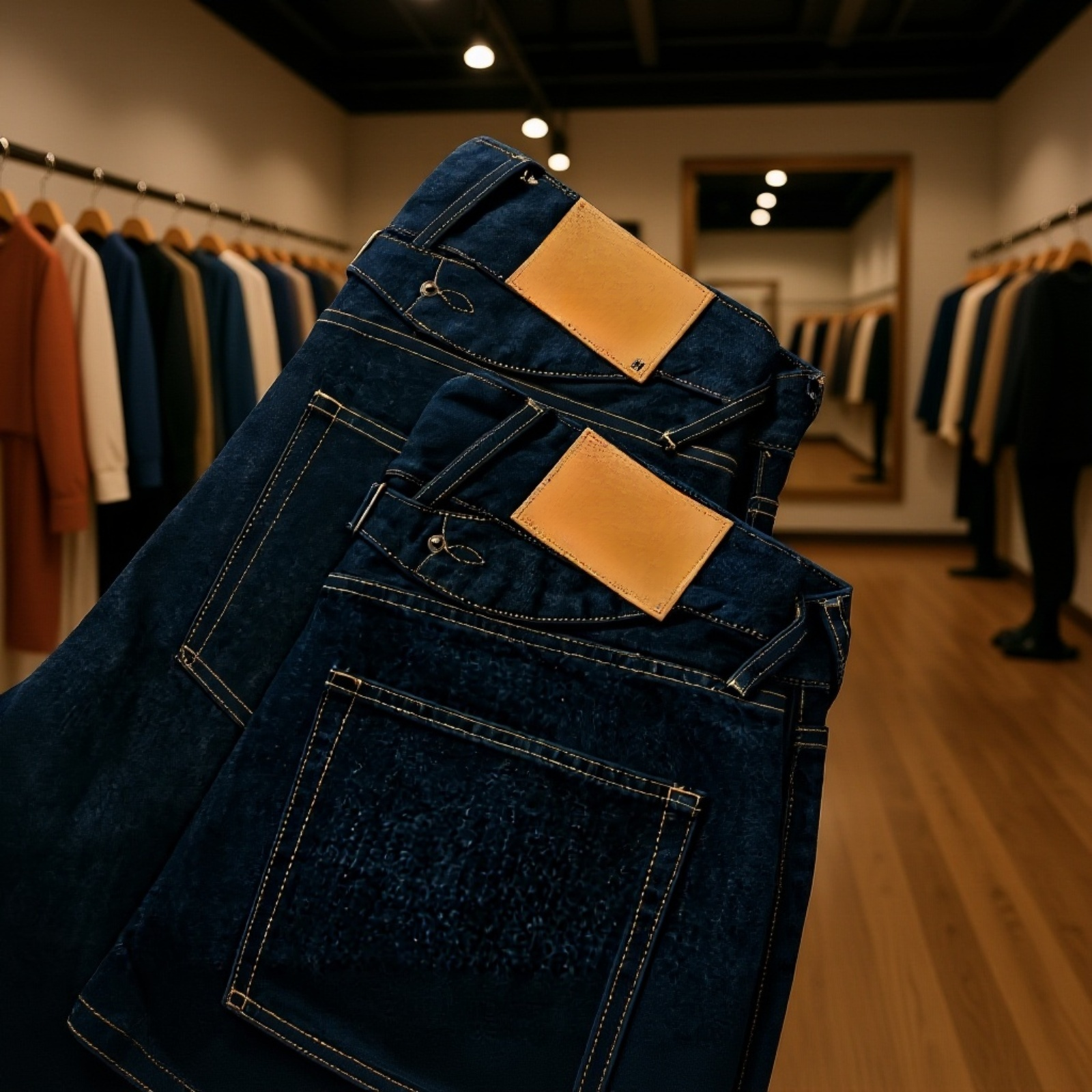 レディースデニムオーバーオール着用写真