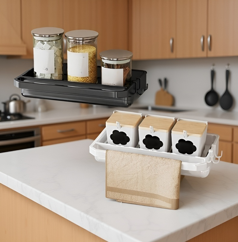 Regal zur Aufbewahrung von Geschirrtüchern und Abtropfkörben