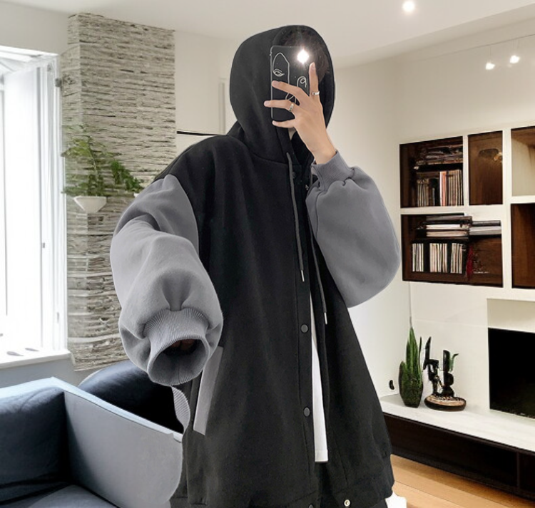 トレンディデザインスプライシングスウェット