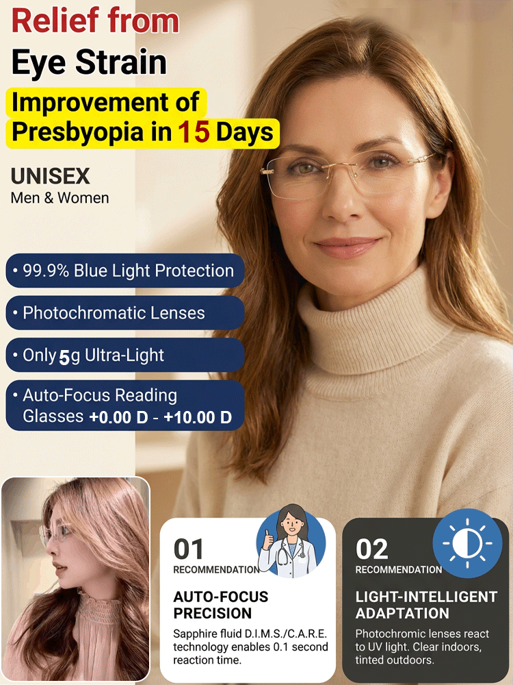 Photochromic Ultra-Light Frameless Reading Glasses