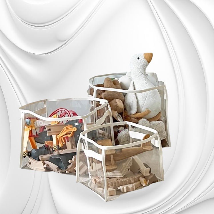 大容量PVC透明雜物手提收納筐