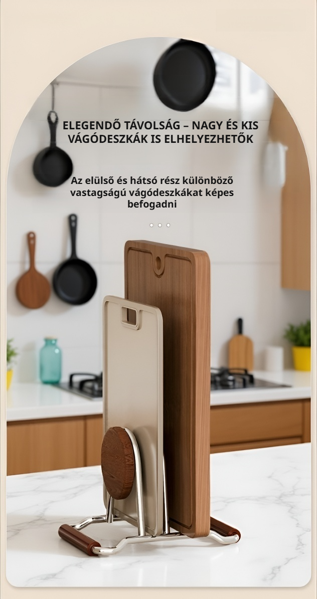 Konyhai vágódeszka tartó több vágódeszkával