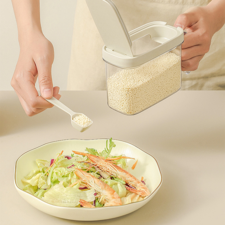 고급스러운 밀폐 조미료통 주방 방습 소금통 자석 스푼 포함