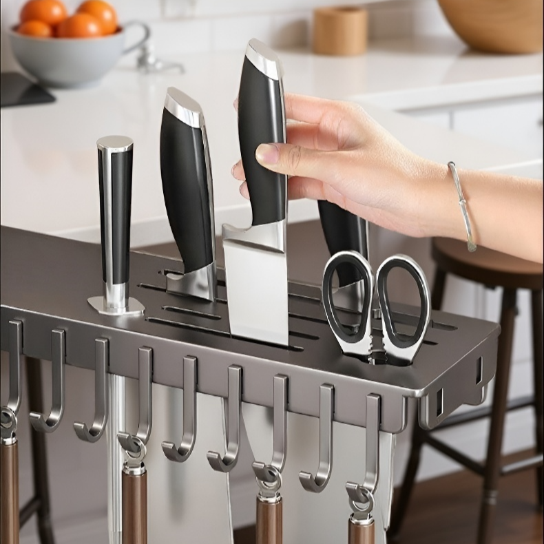 Estante de Esquina Giratorio para Cuchillos de Cocina