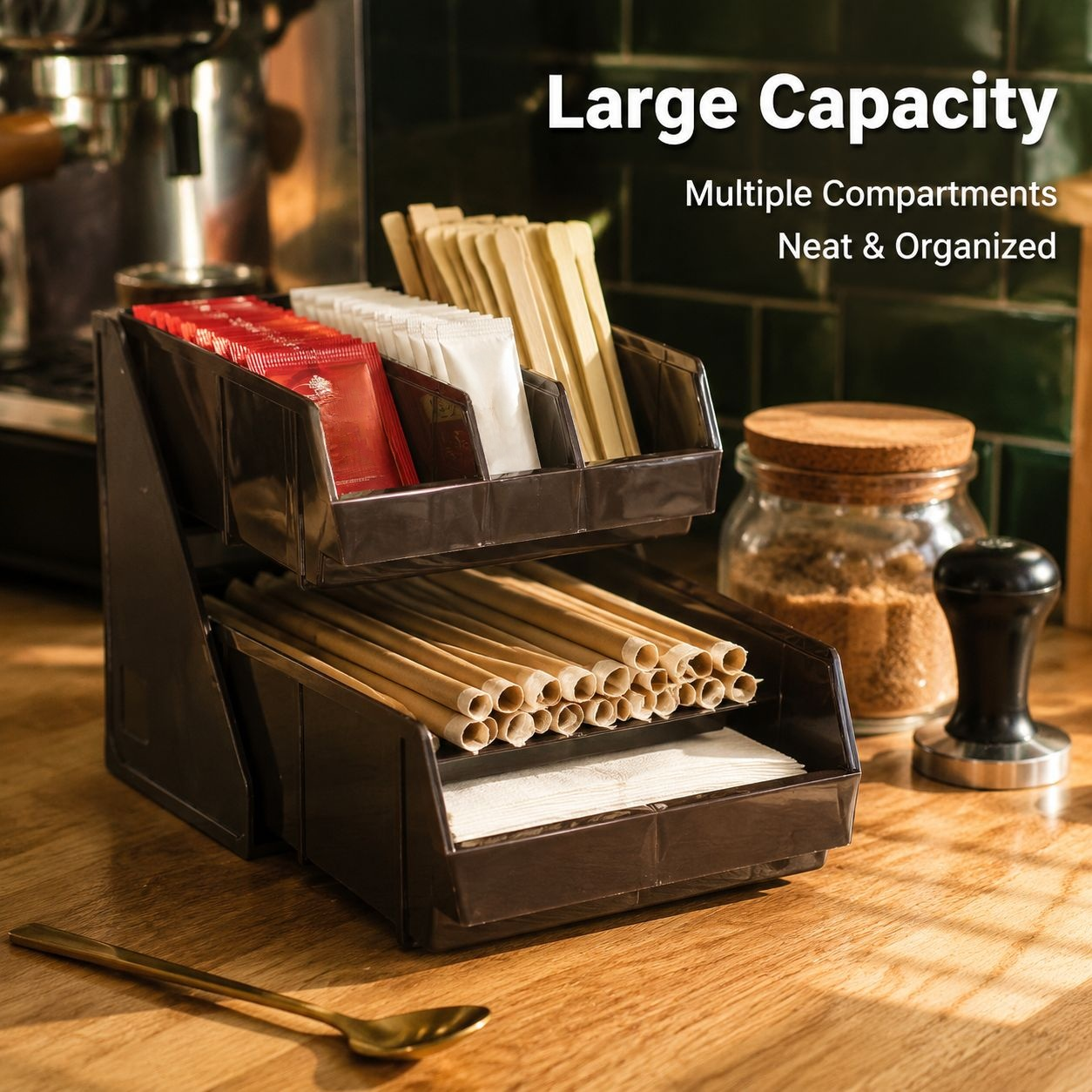 DS-H460 Office Cafe Napkin Straw 3-Tier Dispenser Organizer