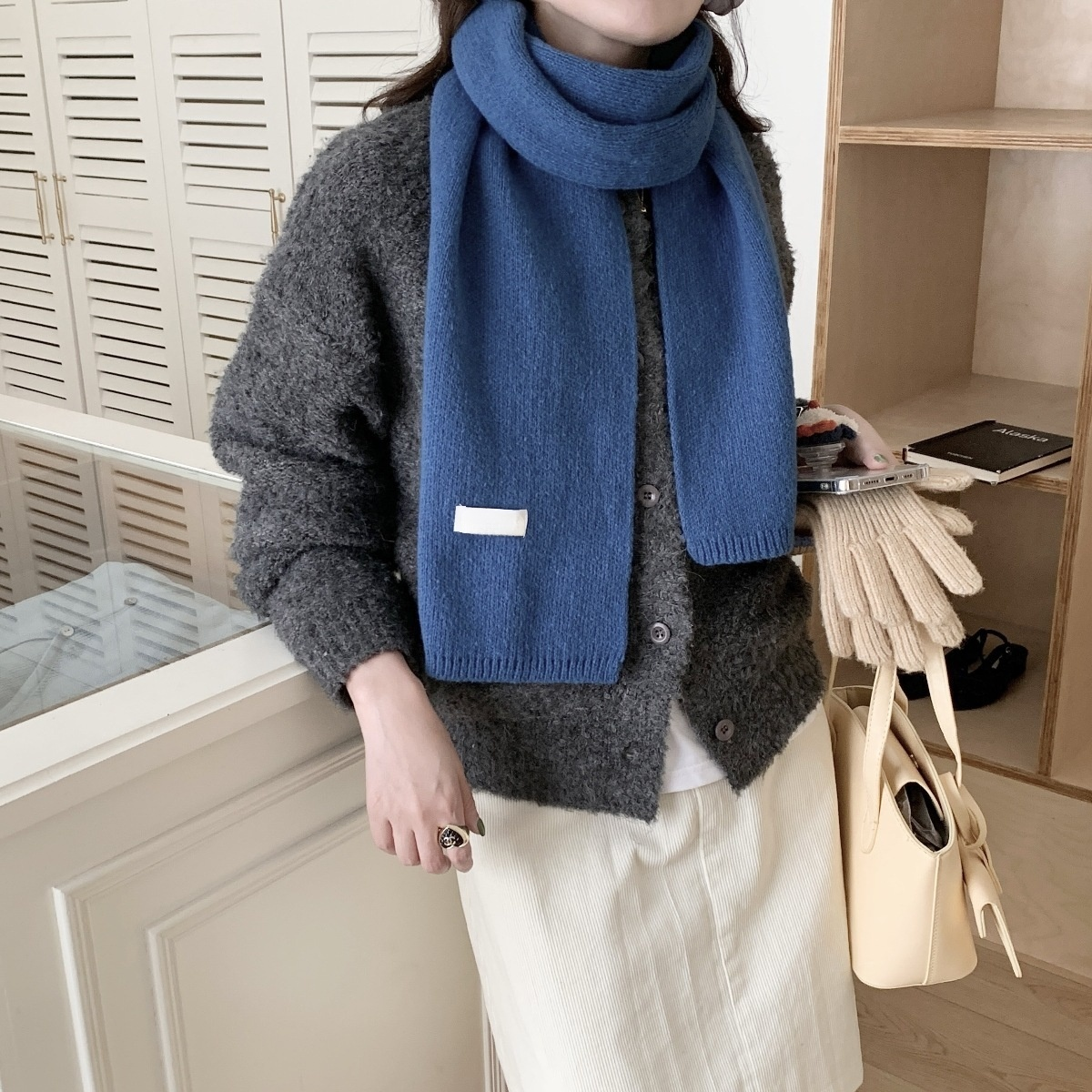 Damen Winter Warmer Strickschal Weicher Basic Schal Modischer Studentenschal für Paare