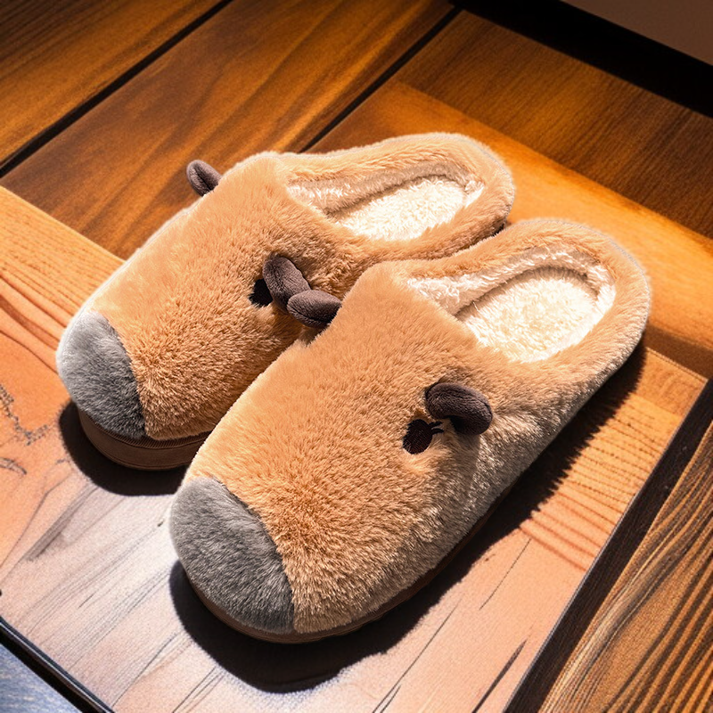 可愛棉拖鞋女家居厚底保暖加絨毛毛棉拖