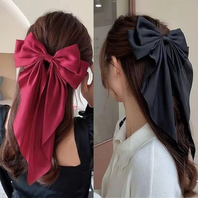 ชีฟอง Bowknot Hair Clip ผู้หญิงใหญ่ Bowknot Headwear
