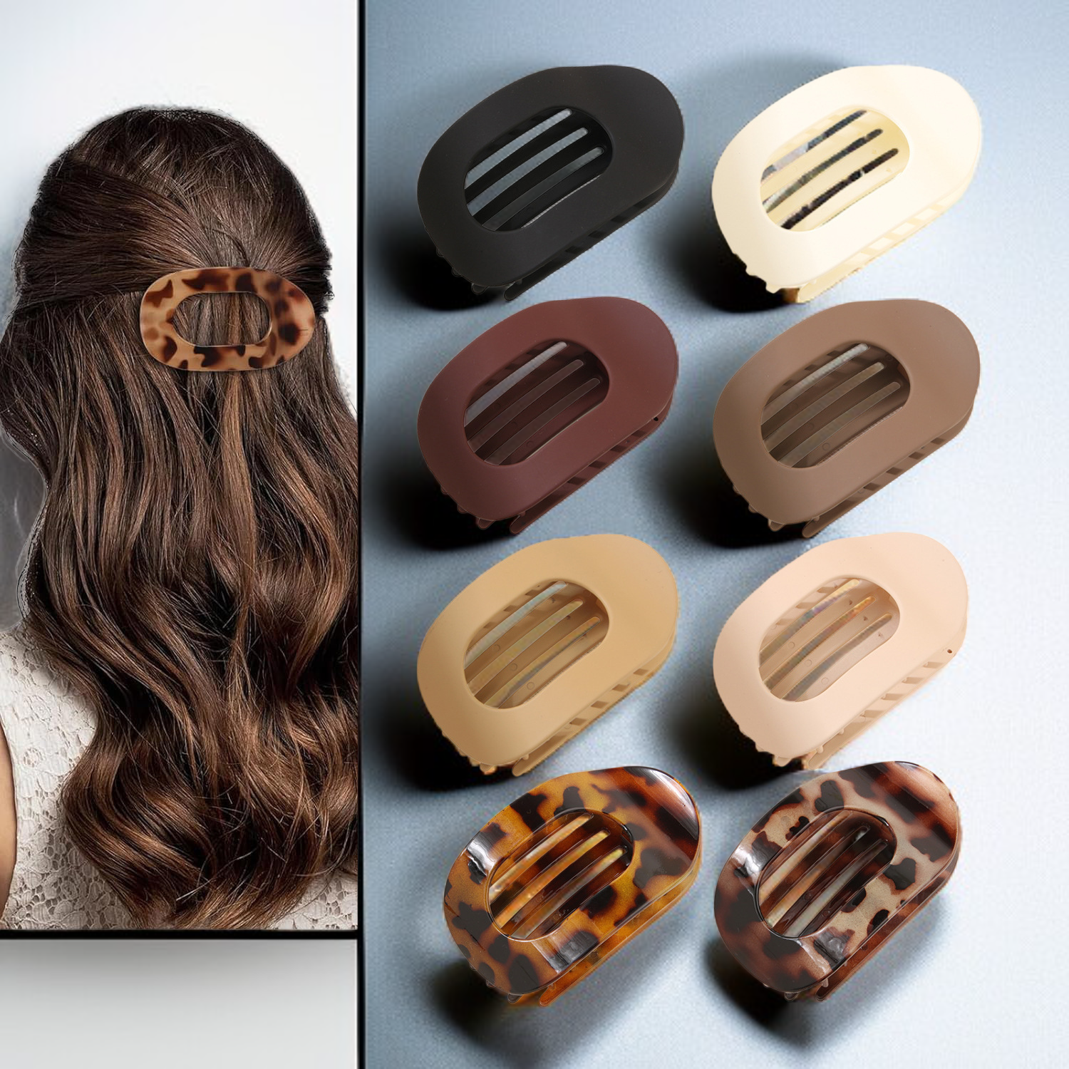 8個扁平橢圓髮夾