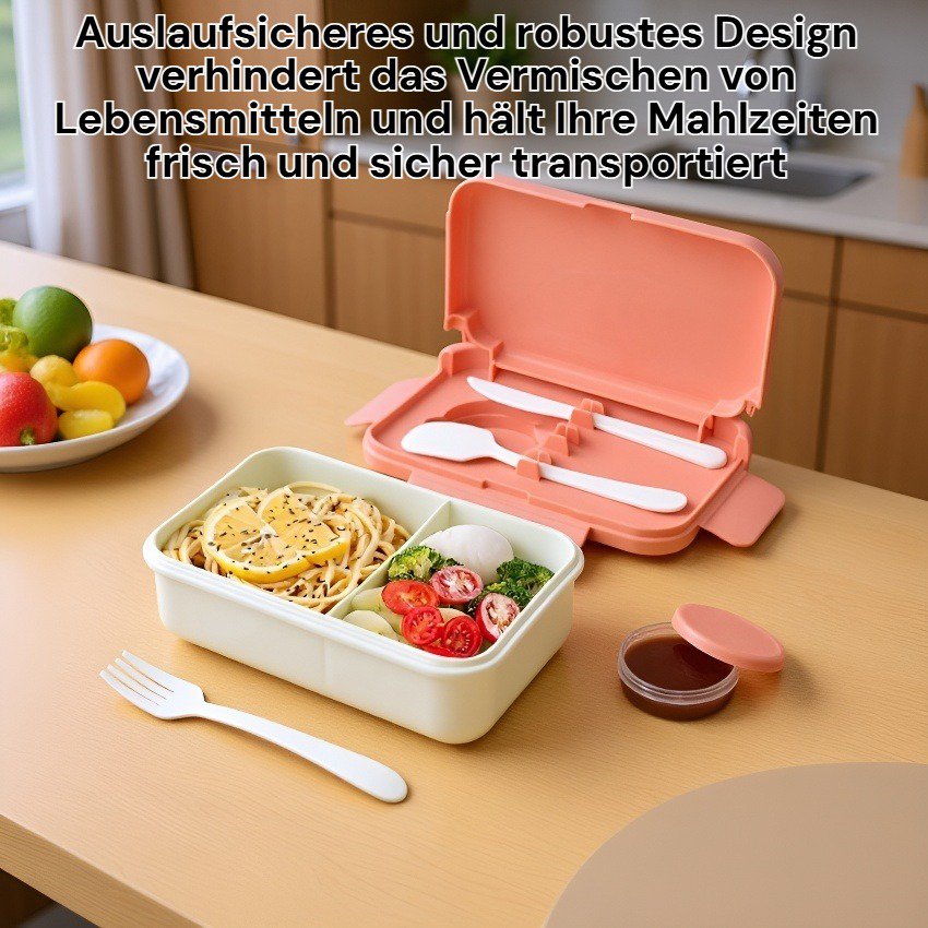 Lunchbox für Schüler und Büroangestellte, mikrowellengeeignet, mit Fächern
