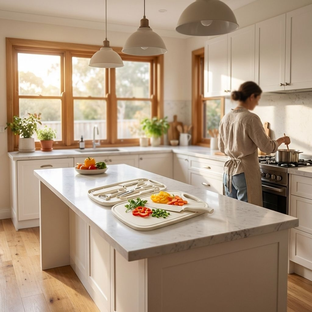 5-teiliges Schneidebrett- und Messeraufbewahrungsset