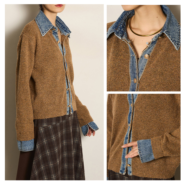 トレンド感のあるデザインニットアウター全身コーデ