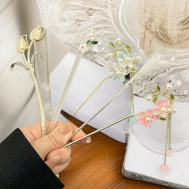エレガントな中華風髪簪、高級感のあるヘアピン、漢服用ヘアアクセサリー