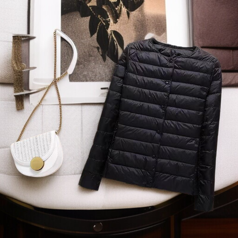 여성복 패딩 슬림형 쇼트 코트 슬림 라운드 패딩