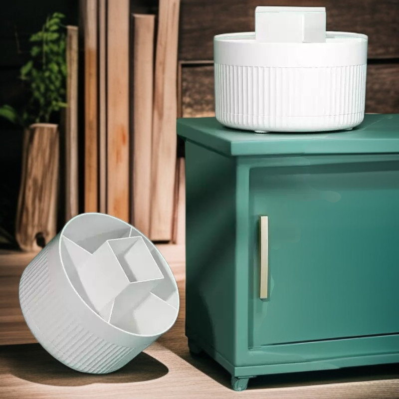 Organizador giratorio de maquillaje para escritorio, soporte para pinceles y lápices de ojos