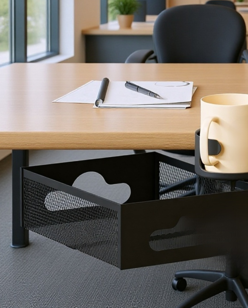 Kabelmanagement-Rack für unter den Schreibtisch, bohrfreier Kabelkorb aus Drahtgeflecht, Halterung f