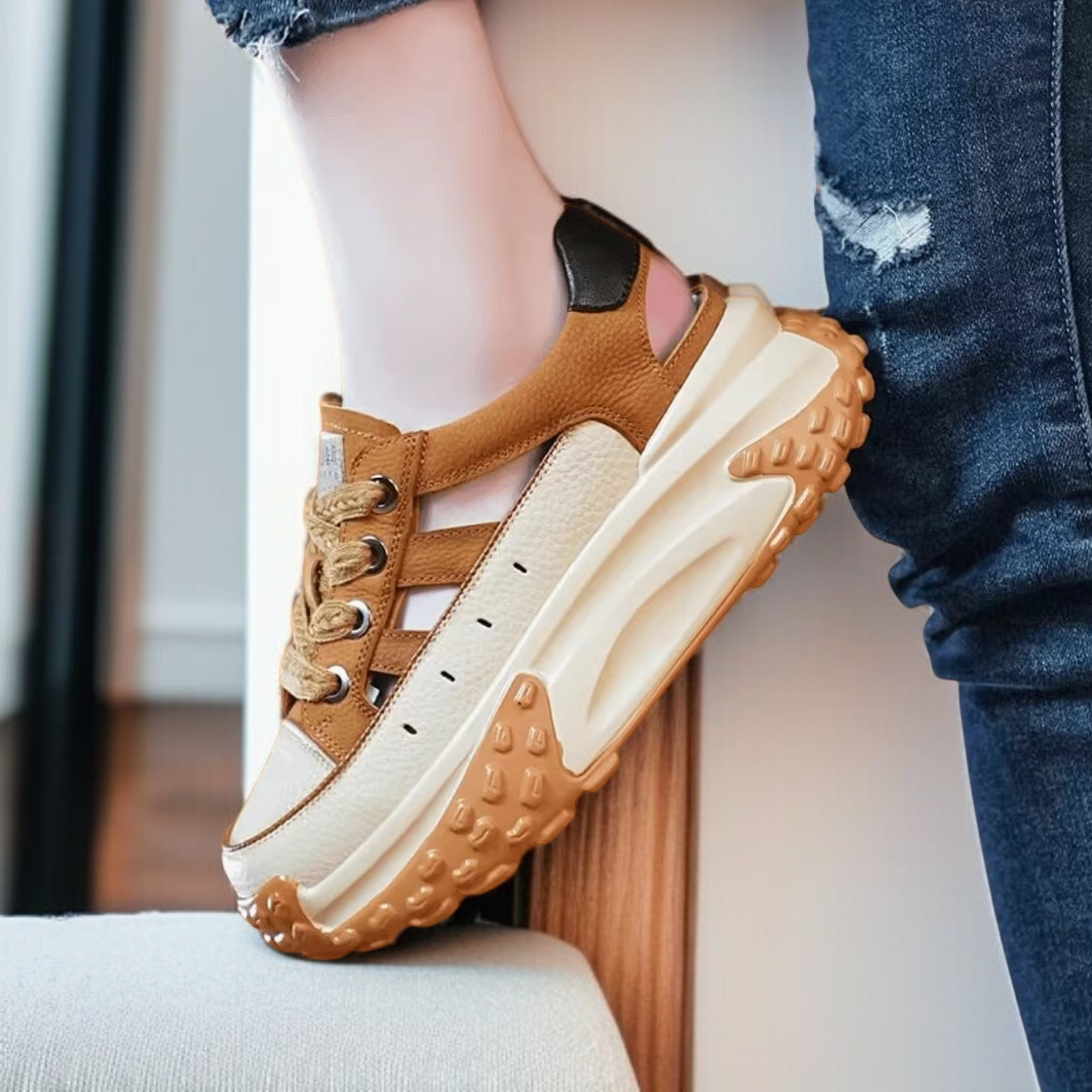 여성 스포츠 샌들 빈티지 가방 통굽 아빠 키높이 펀칭 샌들