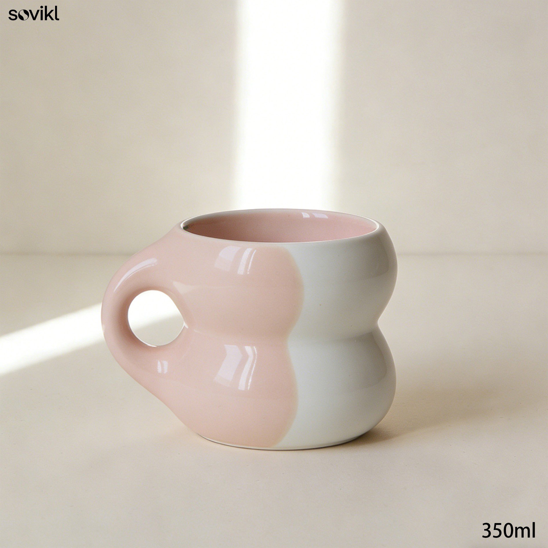 Modern coffee mug set with unique color blocks