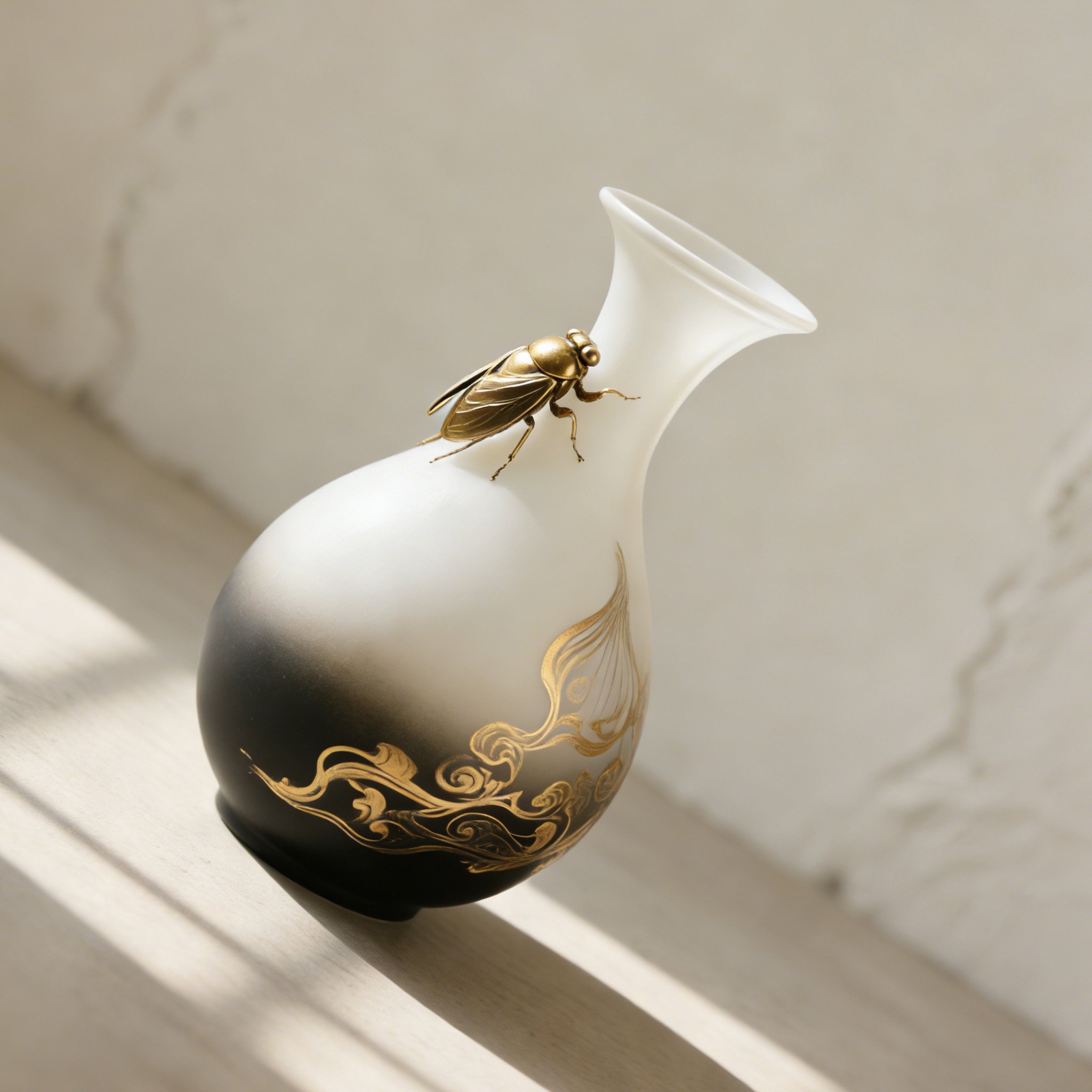 แจกันเซรามิครูปจักจั่นทองดีไซน์หรูหรา