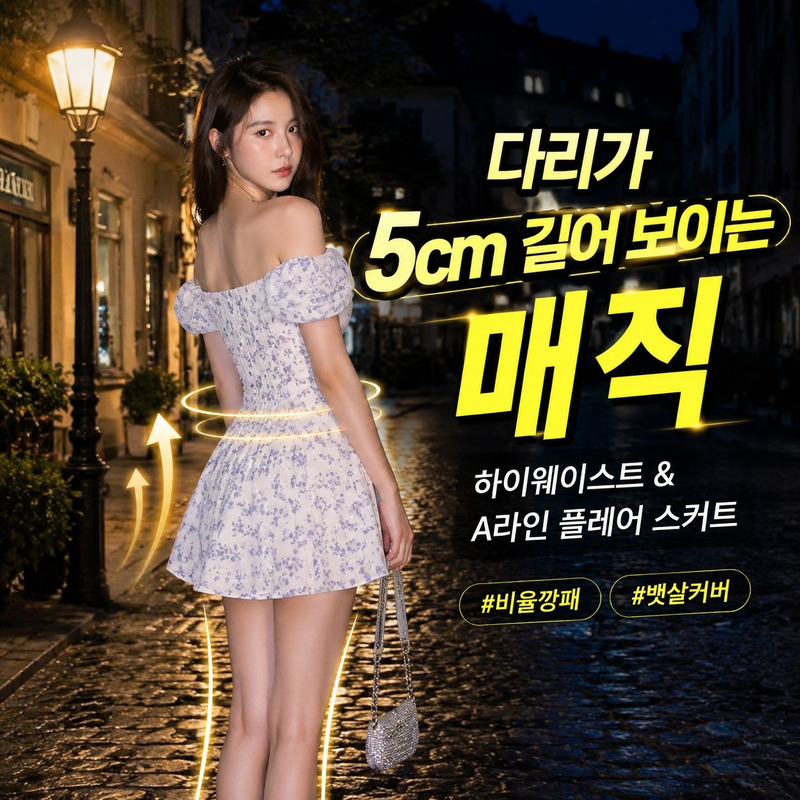 트렌디 캐주얼 플라워 스커트 여자